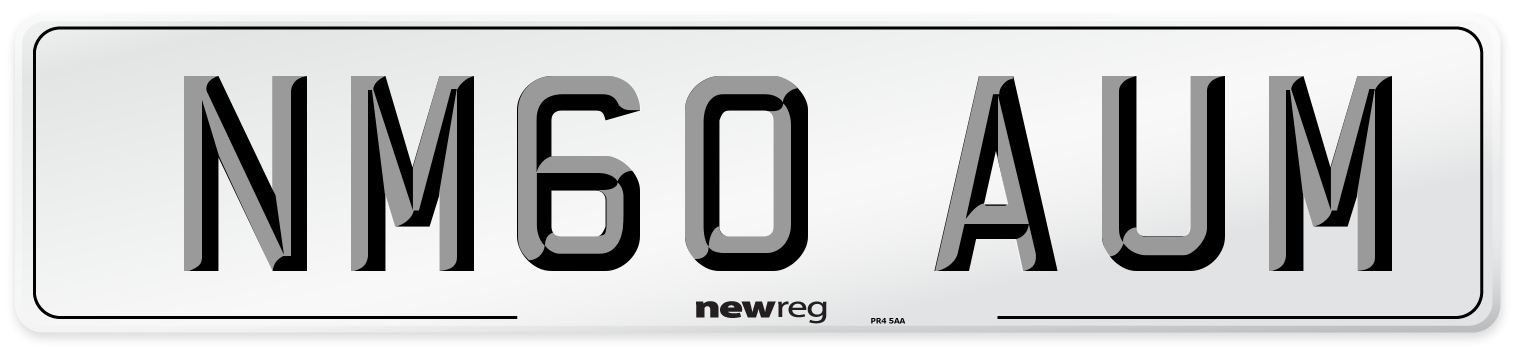 NM60 AUM Number Plate from New Reg